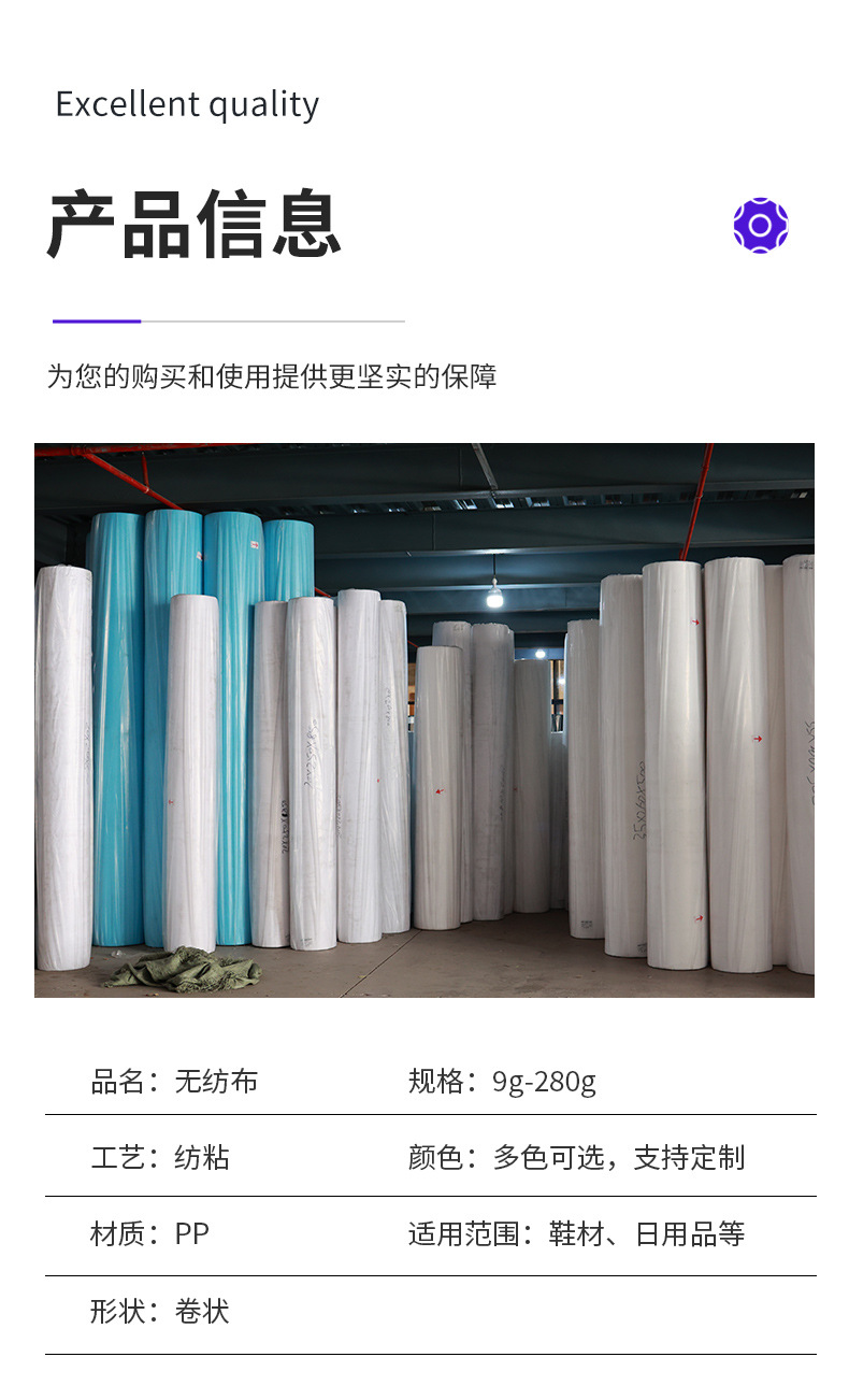 厂家现货无纺布包边条80克批发一次性购物袋鞋帽箱包用丙纶包边带详情25