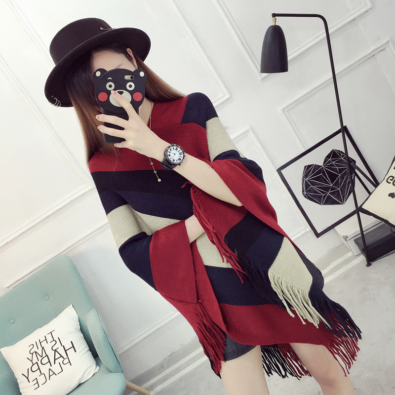 Loose tassel shawl spring and autumn new women sweater coat plus-size knitted cape pullover 蝙蝠衫 pic 7