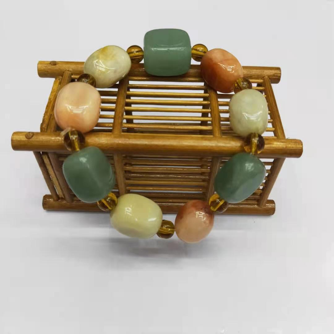 Jewelry and accessories, Xinjiang golden thread jade square irregular combination bracelet, Buddhist prayer beads, jade bracelet diy factory wholesale pic 4