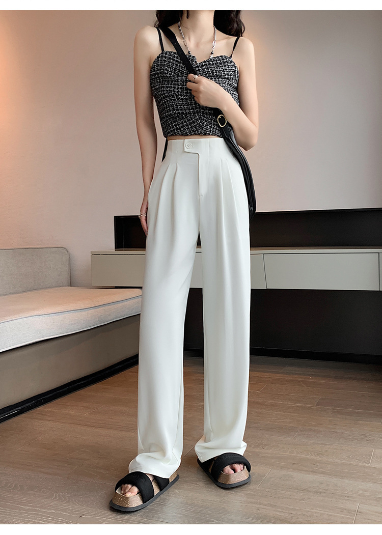 现货厂家批发 西装裤女2024新款高腰垂感阔腿裤宽松显瘦窄版 长裤详情39