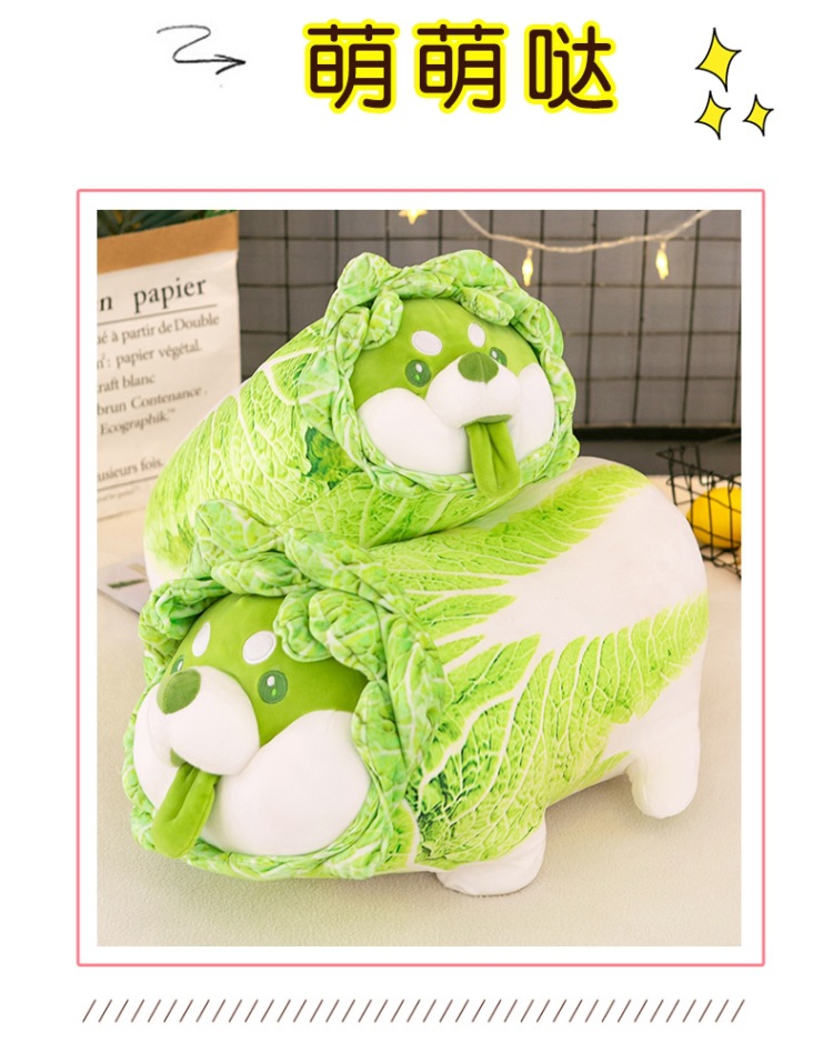 Wholesale of creative cartoon vegetable dog dolls, cabbage dog cushions and plush toys of the same style as those on Xiaohongshu pic 13