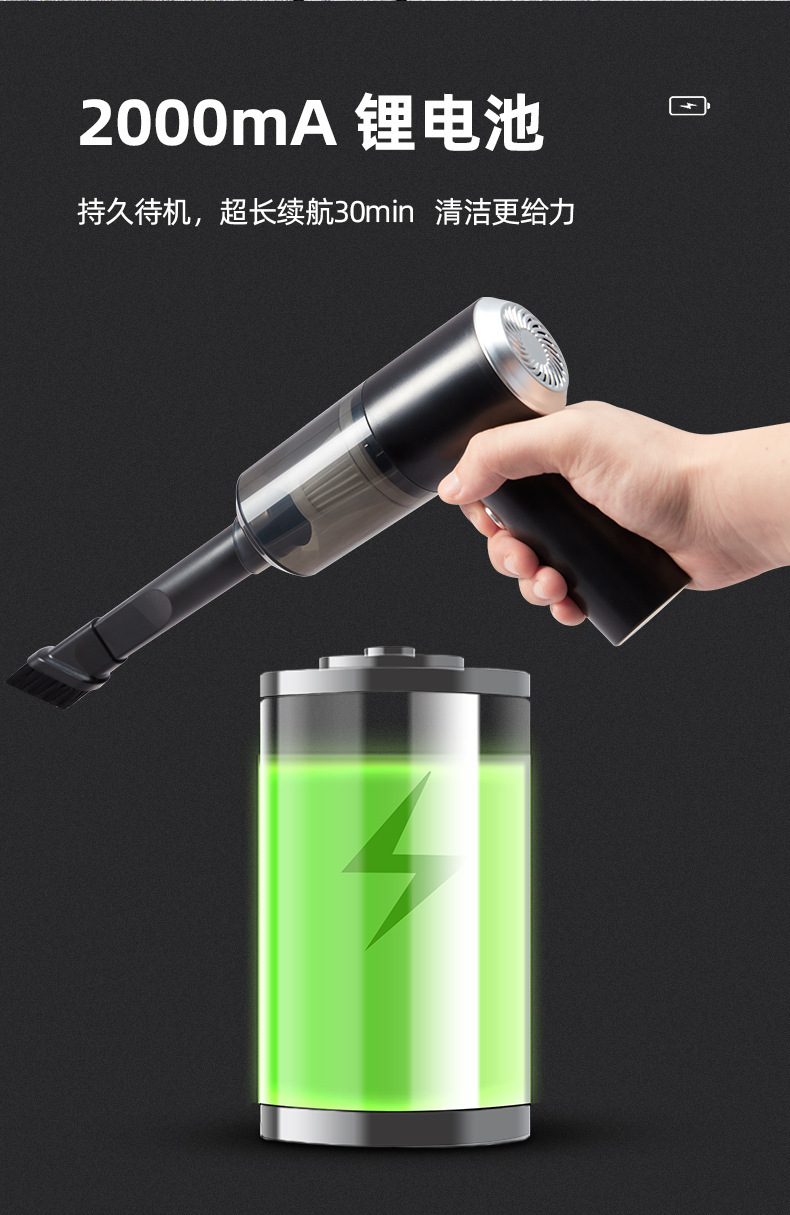 Multi-functional portable wireless vacuum cleaner for home use in vehicles, white high-power portable dust collector for cars pic 8