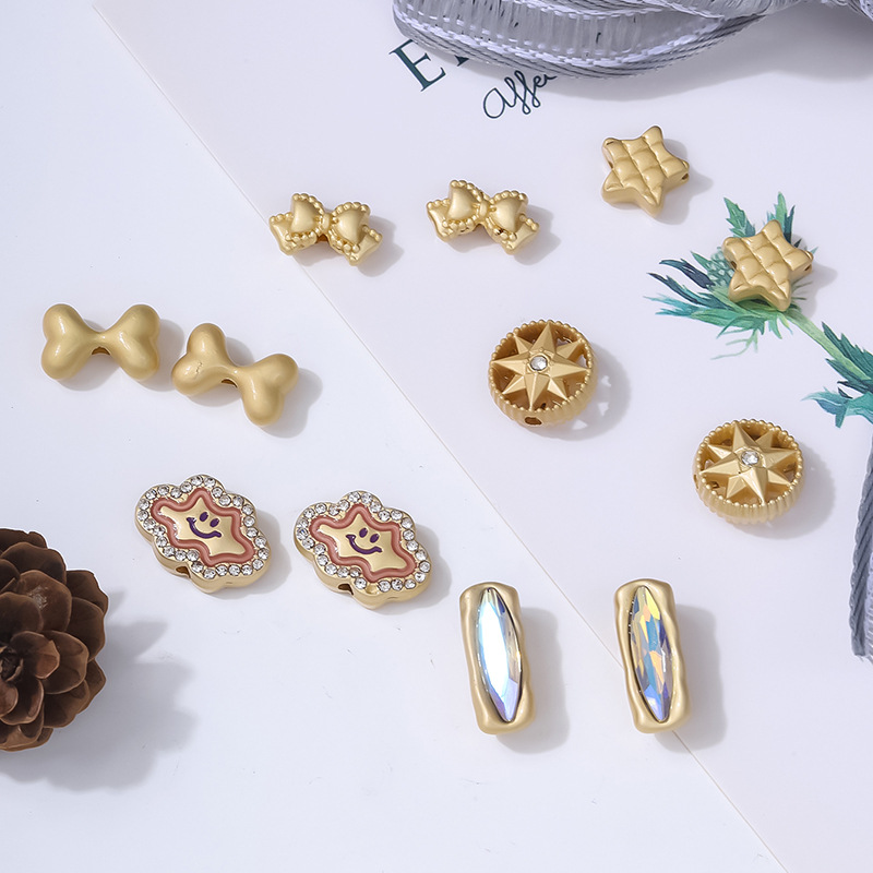 New matte gold bow accessories, DIY necklaces, bracelets and earrings, popular domestic trend foreign trade accessories pic 5