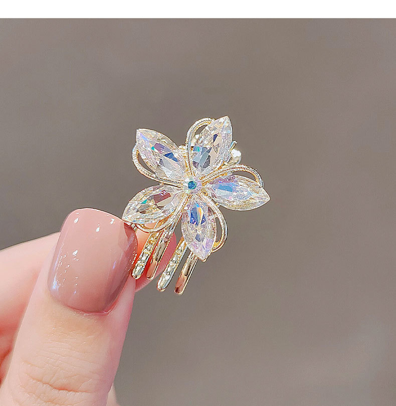 夹子头饰韩国优雅仿水晶花朵发夹刘海夹顶夹少女发抓夹详情3