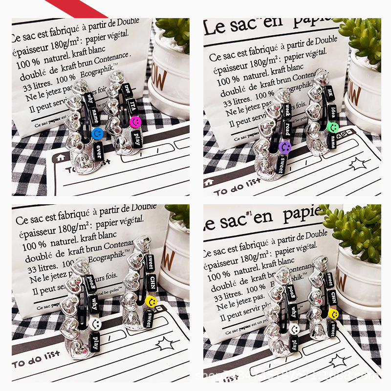 Original design cartoon smiling face, cute and girlish, grab bangs, scoop, bb hair clip, grab girls' trendy hair accessory pic 7