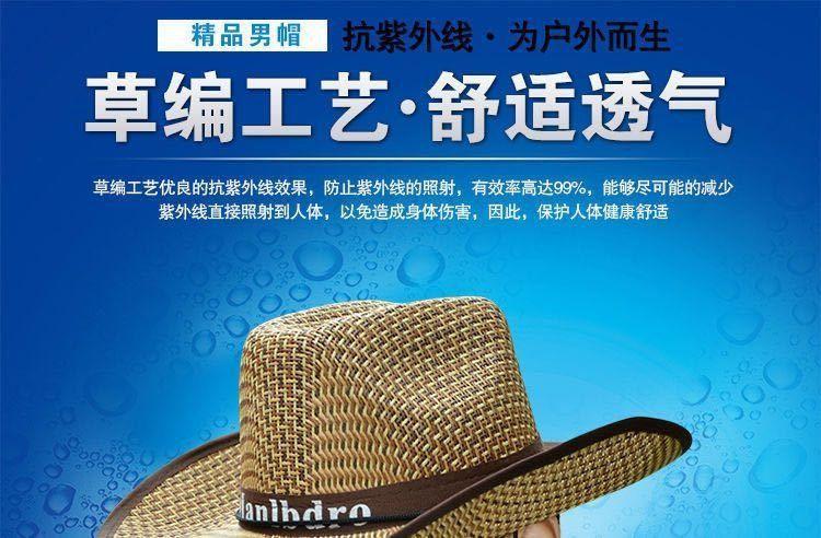 男士遮阳草帽夏季渔夫帽防晒遮脸凉帽沙滩帽男夏天帽子牛仔太阳帽详情1
