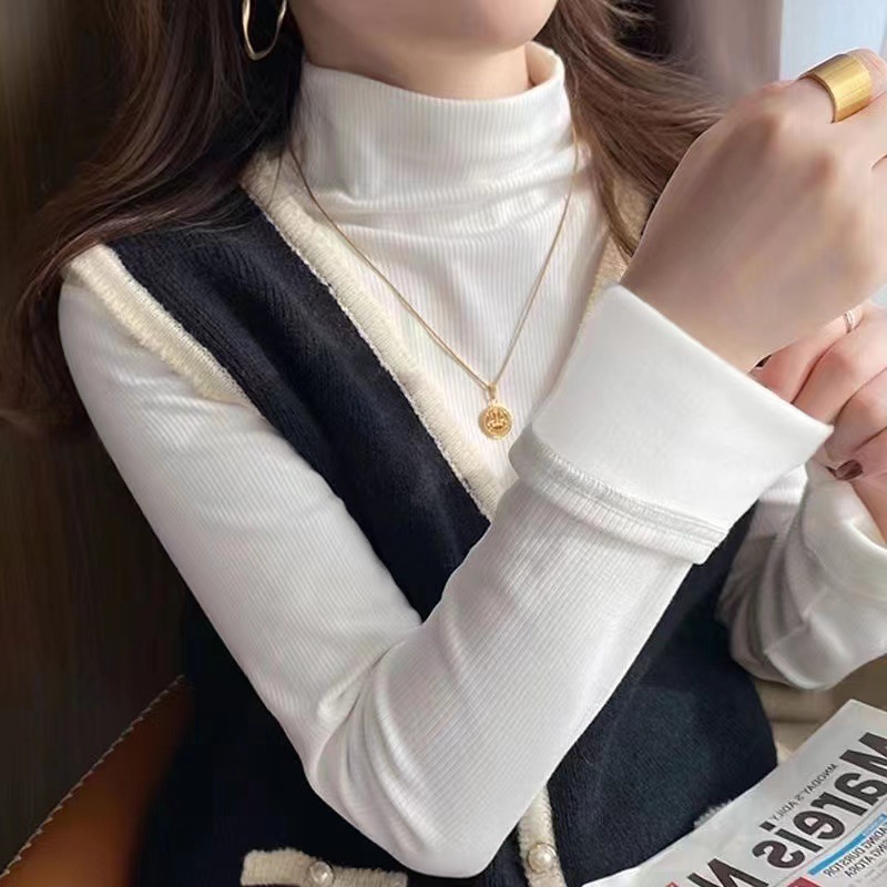 打底衫女加绒加厚双面半高领秋冬内搭女士保暖T恤修身上衣女详情10