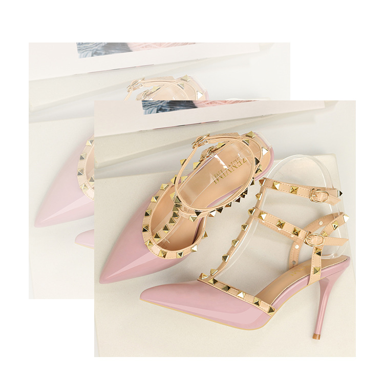 289-6欧美时尚铆钉女士尖头浅口高跟单鞋女式夏季新款凉鞋批发详情14