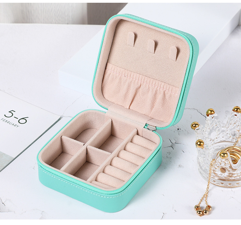 PU简约收纳首饰盒 创意便携分格饰品收纳盒 耳钉环戒指小首饰盒详情20