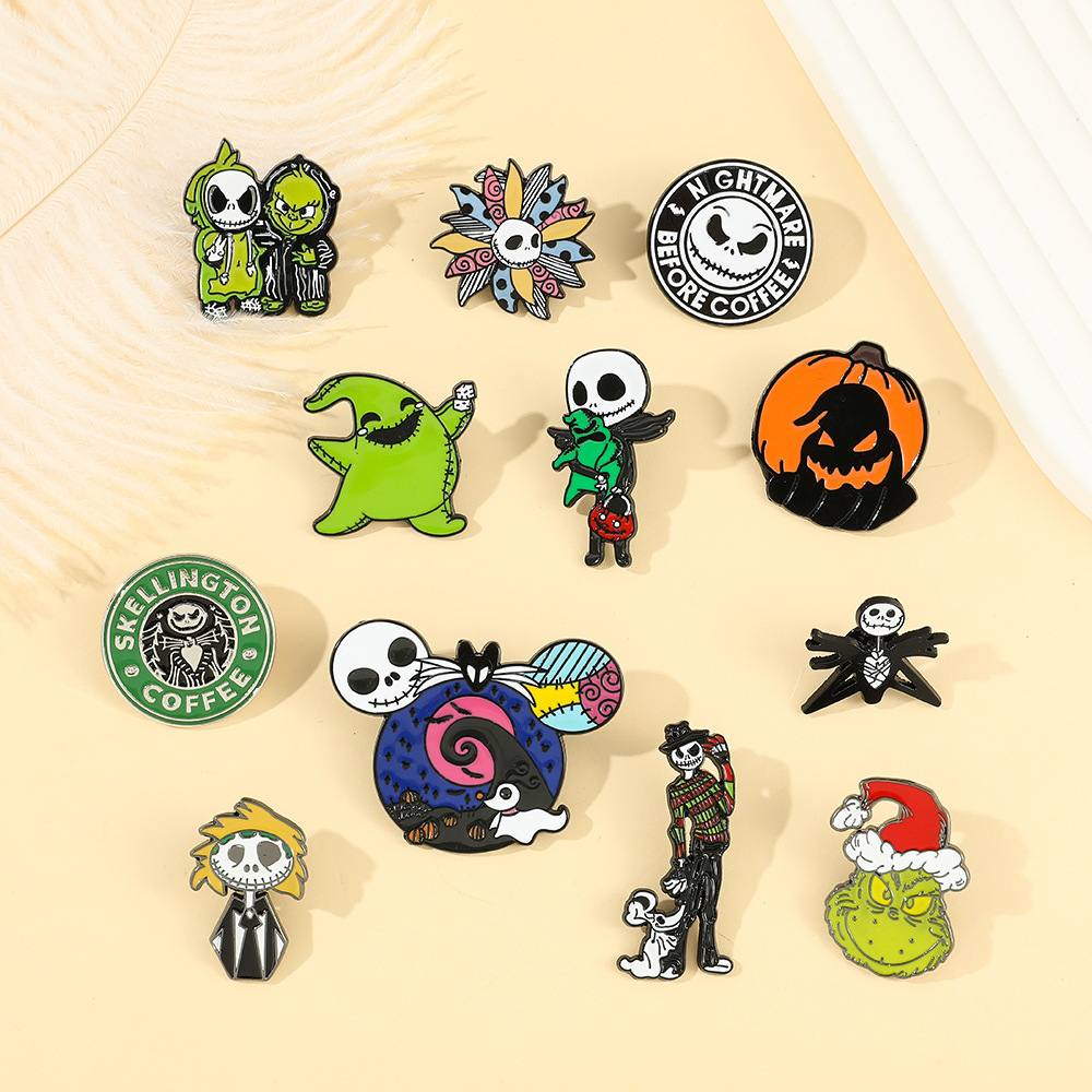 Christmas Eve Horror series brooches, Black Witch pins, European and American Halloween series metal badges pic 10