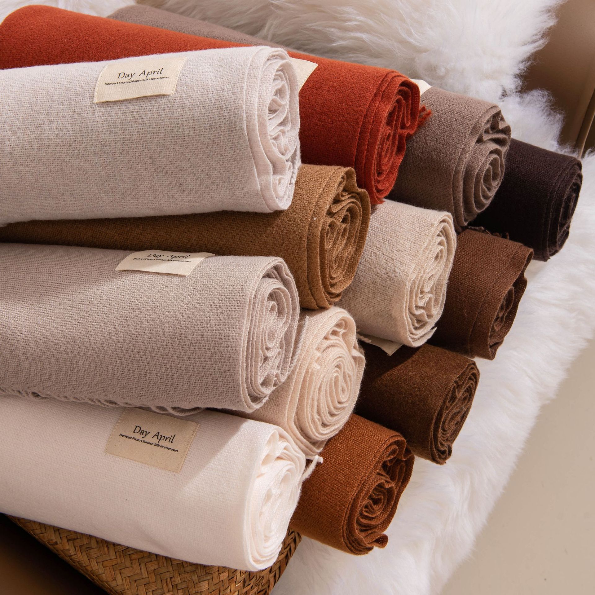 New autumn and winter Ankela red scarf for women, a high-end and versatile faux cashmere scarf in solid color, a warm scarf shawl pic 24