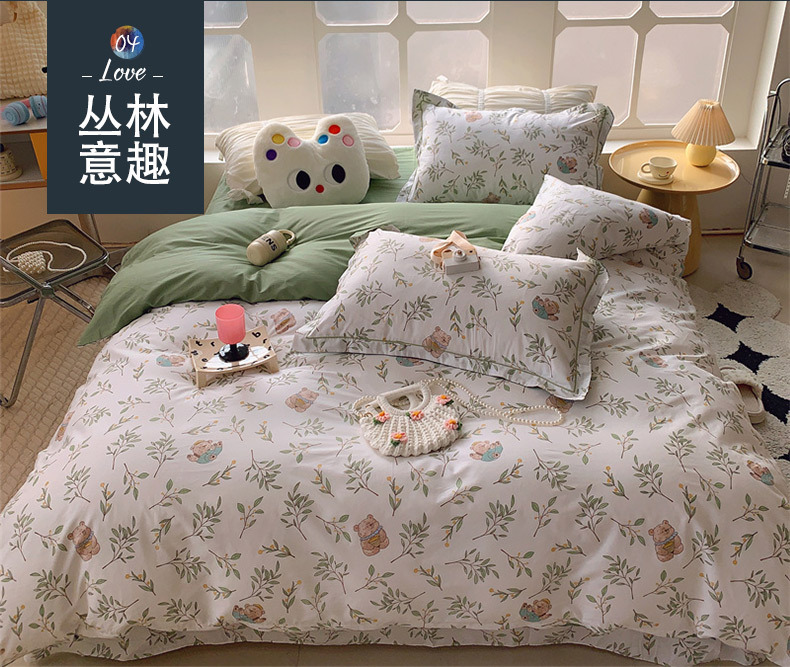 Wholesale of pure cotton four-piece bedding sets for export, cross-border bed sheets and duvet covers from Europe and America, pure cotton four-piece bedding sets for autumn and winter pic 25