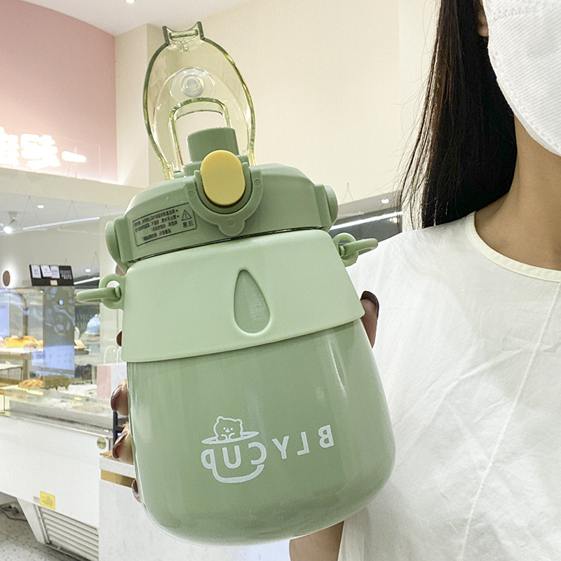 新款大容量背带手提学生316不锈钢便携网红大肚杯高颜值保温杯女详情5