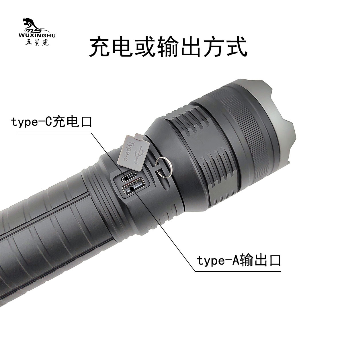 新款户外白激光手电筒远射5000米可变焦无极调光铝合金手电筒详情6