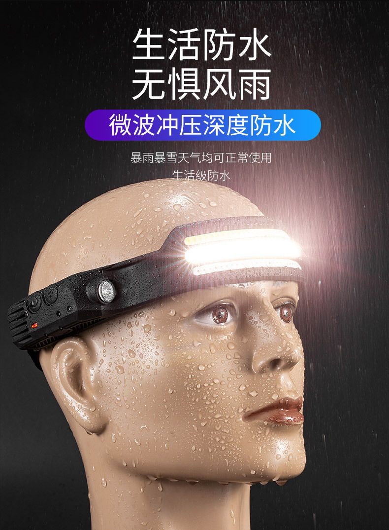 The new USB mini multi-functional headlamp, hand-waving sensor head-mounted COB powerful flashlight, is a must-have for outdoor fishing and night walks, as well as other outdoor items pic 9