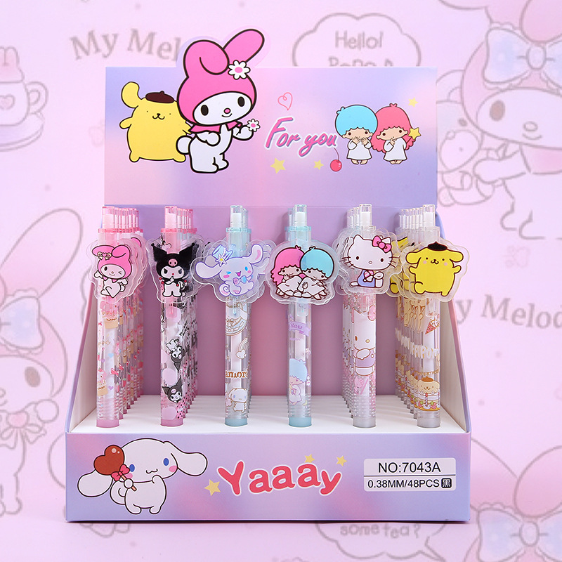 Sanrio glow spinner pen alto nivel de apariencia pluma de luz de alivio de presión pluma de regalo de dibujos animados lindo pluma de alivio de presión estudiante papelería pic 6