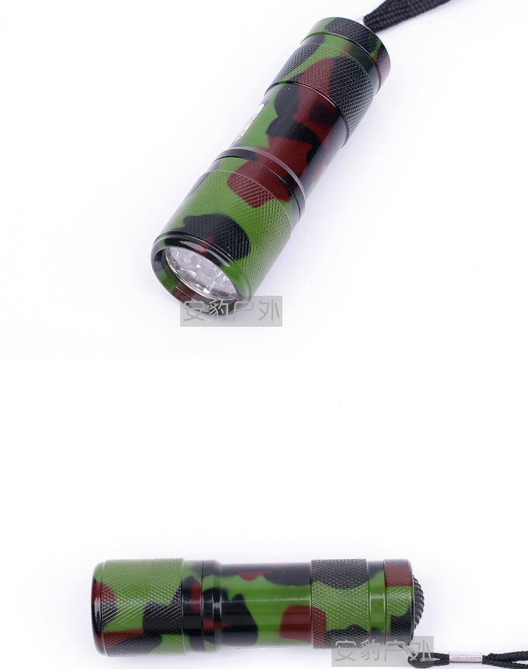 Anbao 3w High-intensity 9-light camouflage military green LED flashlight with high-brightness illumination business gift promotion small flashlight pic 5
