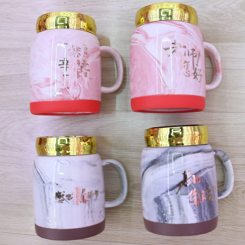 节庆用品教师节礼品大理石纹陶瓷马克杯镜面杯盖橡胶隔热圈底水杯镀金老师辛苦了字样家用办公室个人商务礼品毕业生送老师的礼物详情9