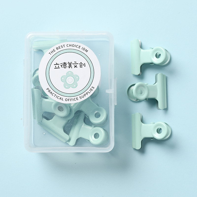 Ins-style macaron-colored round head holder, fresh and cute document metal binding holder, colorful box dovetail holder, ticket holder pic 10