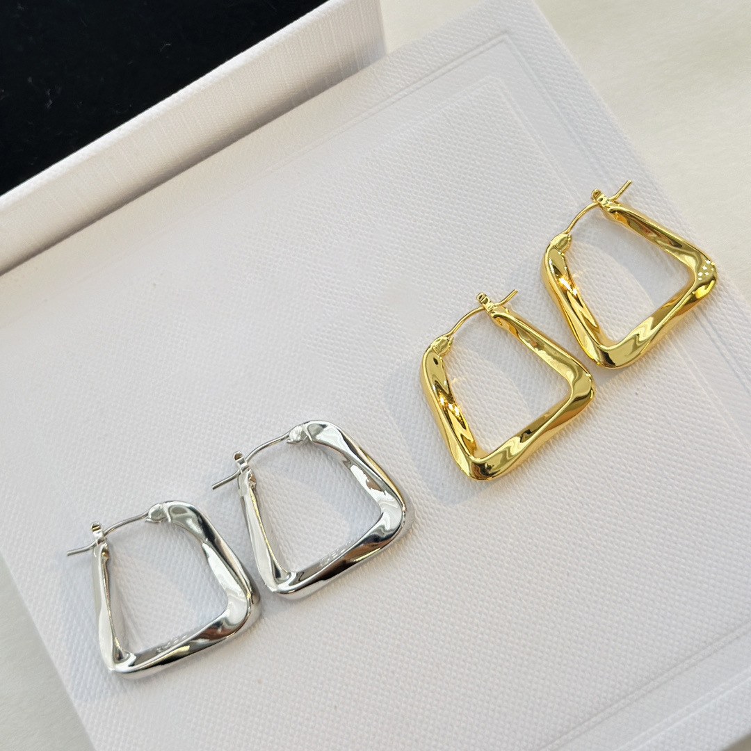 新款法式复古金属几何扭曲三角形耳扣女冷淡风小众高级感圈耳环女详情3