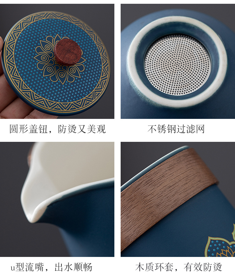 Travel tea set, ceramic express portable, one pot, three cups, business cultural and creative gift, festival souvenir, printed logo pic 43