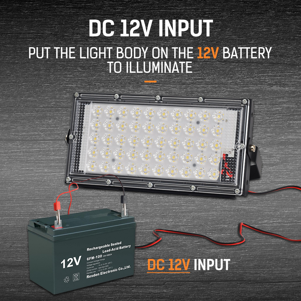 LED12V low-voltage floodlight, outdoor waterproof 50W clip floodlight, outdoor street lighting, cross-border supply pic 5