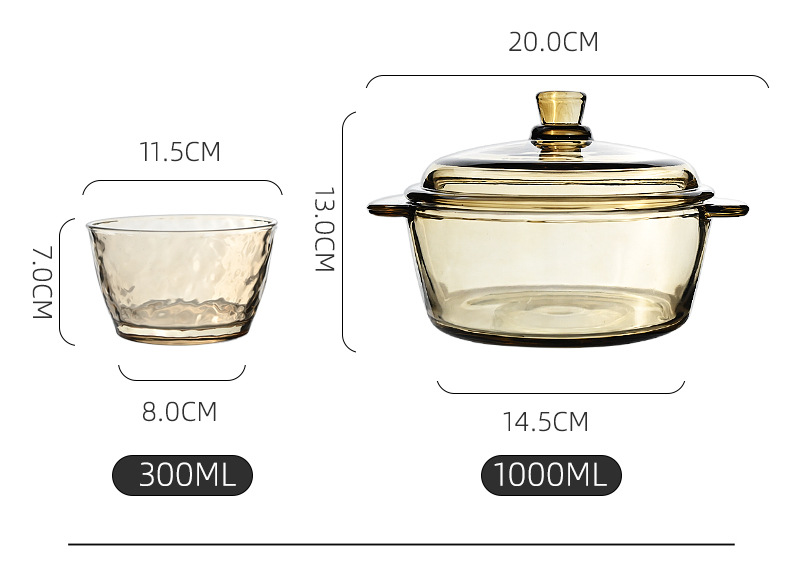 Nordic Boya five-piece pot tableware, kitchen household glass pot tableware five-piece set, event gift, can be printed with logo pic 8