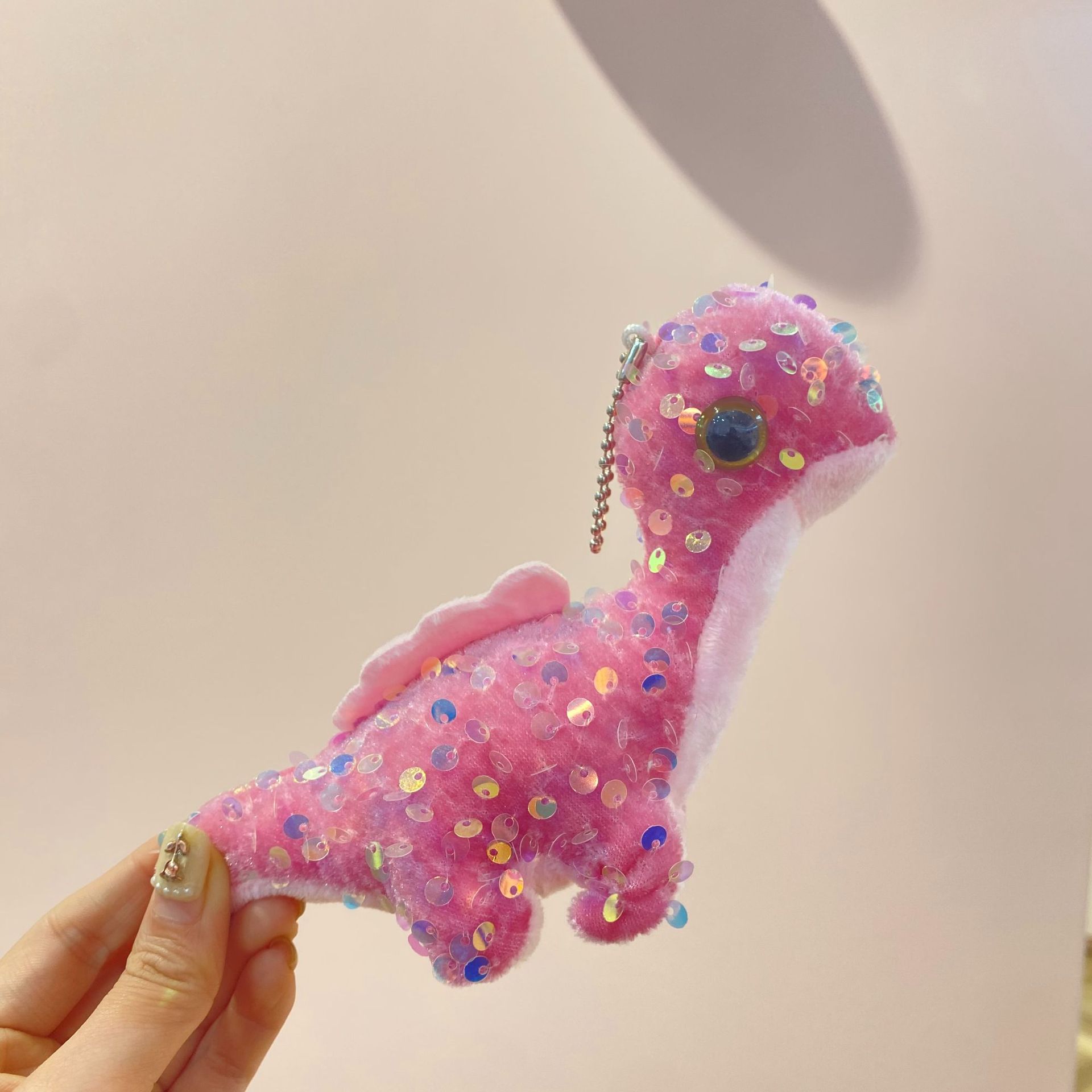 A cute plush keychain and cartoon animal car backpack pendant with sequins, big eyes and little dinosaurs pic 7