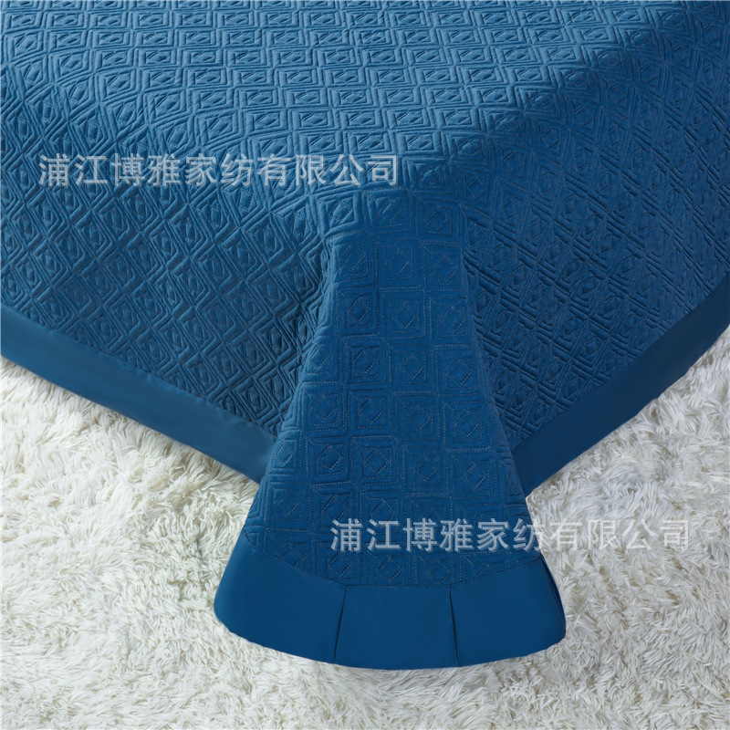 Wholesale of new light luxury 60s long-staple cotton bed cover three-piece set, quilted quilt with thickened cotton interlining, pure cotton bed cover pillowcase pic 17