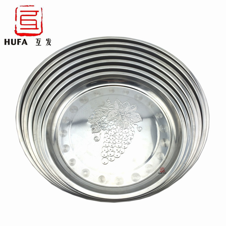 Stainless steel exquisite flower-picking large round grape plate, fruit plate, round plate and vegetable plate pic 5