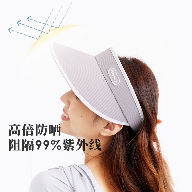 ohsunny防晒空顶帽女春夏户外防紫外线遮脸大檐高颅顶显脸小帽子详情2