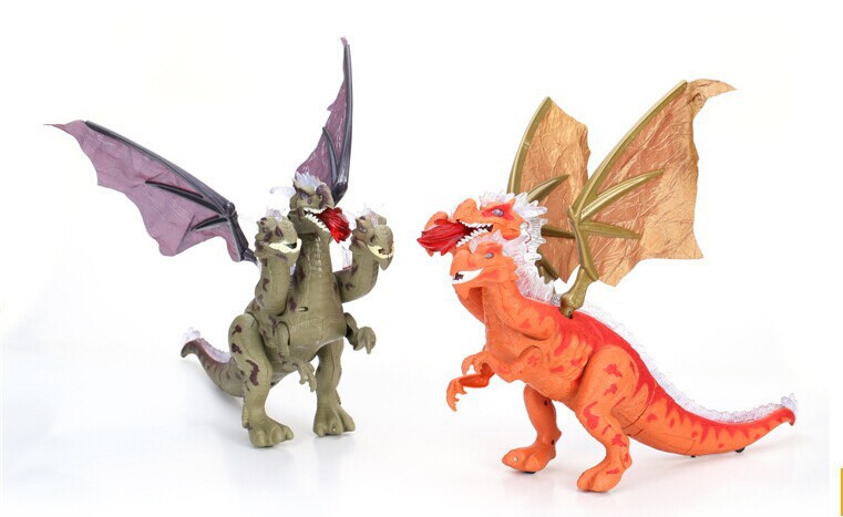 Wholesale of electric light, sound, walking three-headed dragon dinosaur model toys pic 2