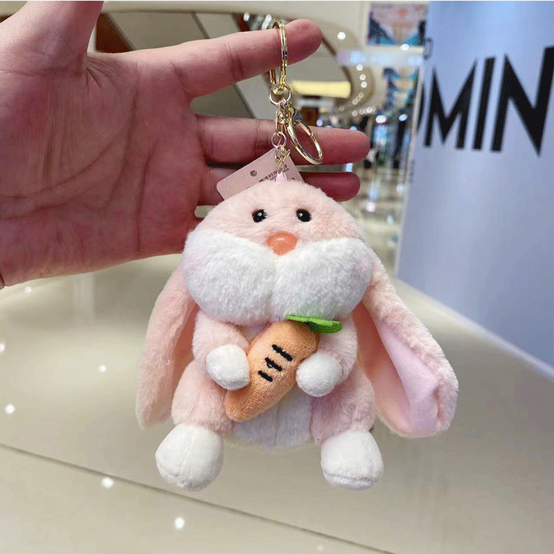 New radish Rabbit plush keychain, cartoon long-eared rabbit doll, schoolbag pendant, plush toy, claw machine doll pic 19