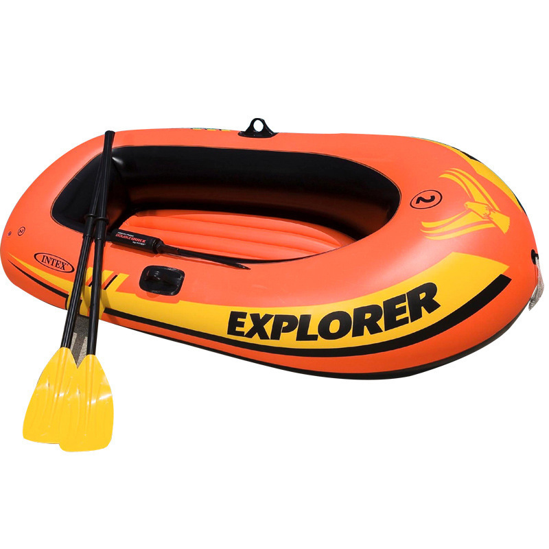 INTEX58331 Explorer Double Inflatable Boat Combination Orange Adventure Kayak Rubber Water Fishing Boat pic 5