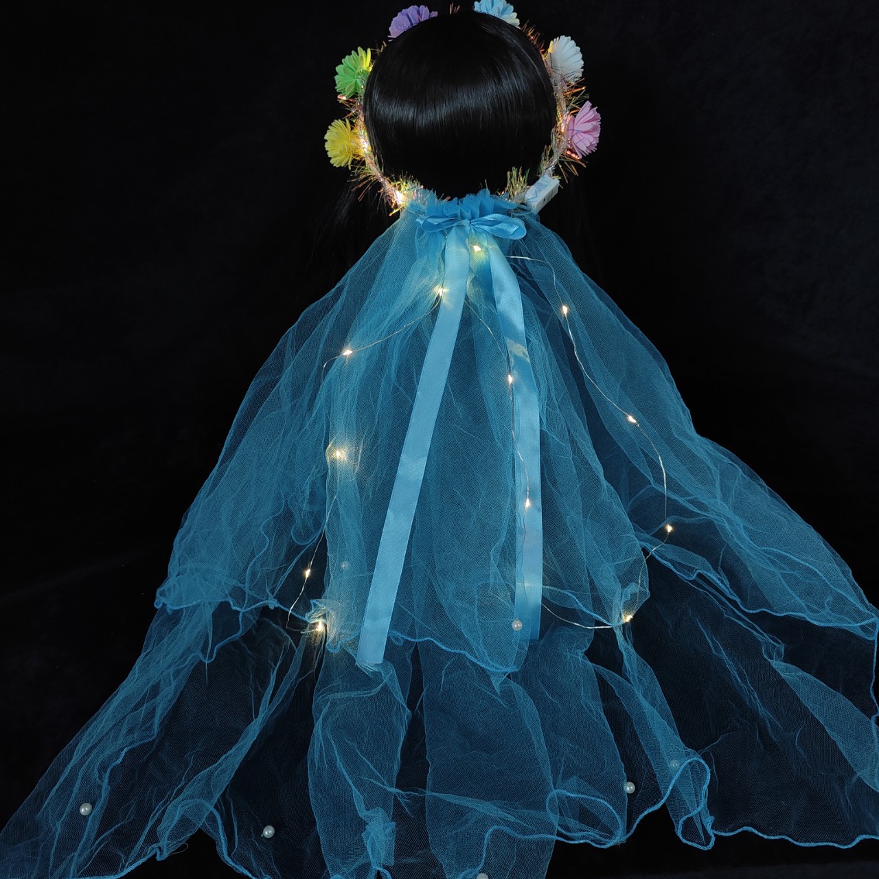 2024新款网红发光头纱花环头饰蝴蝶结头纱夜市景区热卖头纱详情15