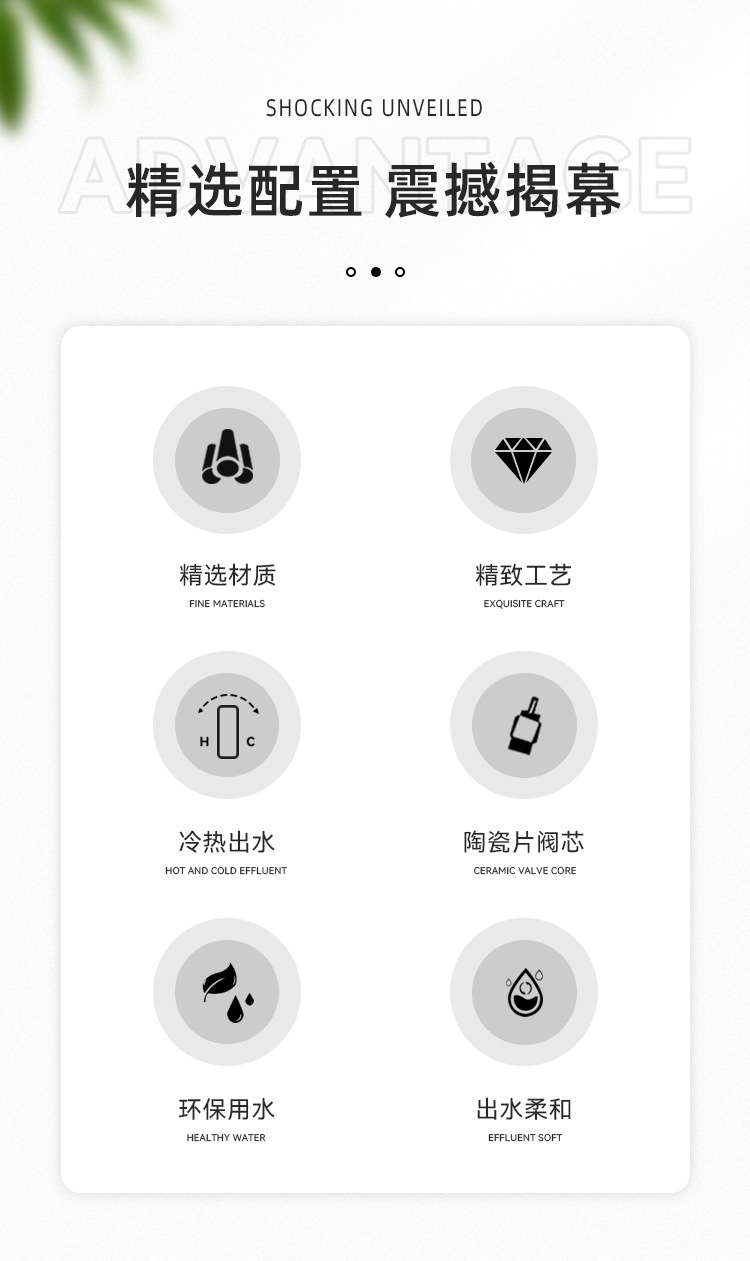 白色面盆水龙头卫生间个性创意浴室枪灰色冷热洗手台上盆龙头黄铜详情2