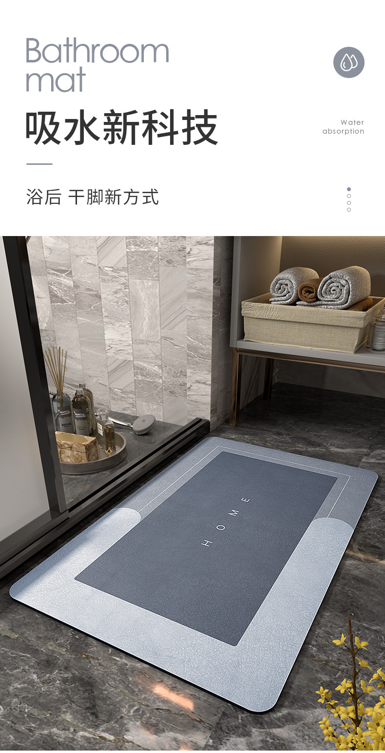 Nuevo baño de cocina doméstica velocidad de absorción de agua estera de piso seco estera antideslizante alfombra de baño en la puerta estera de piso a prueba de aceite práctico y duradero pic 6