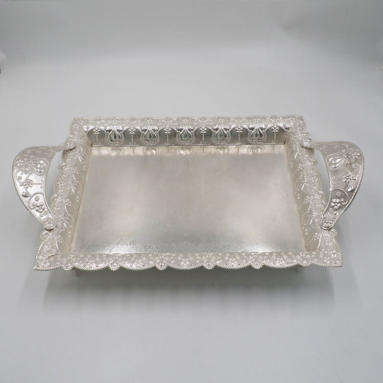 Gold-plated trays, metal handicrafts, restaurant trays, cake trays, home decoration, wedding gifts, fruit plates pic 3