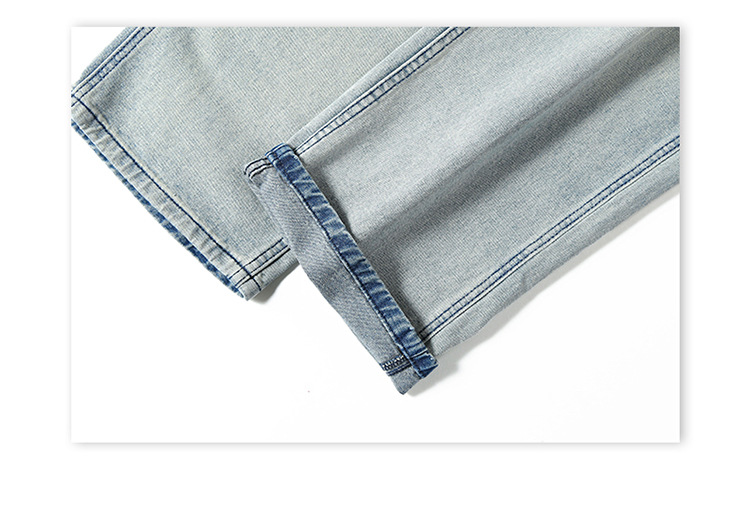 Men's jeans: light blue, ripped, straight-leg, loose, wide-leg, fashionable, comfortable, long pants, spring and autumn, casual cotton pic 28