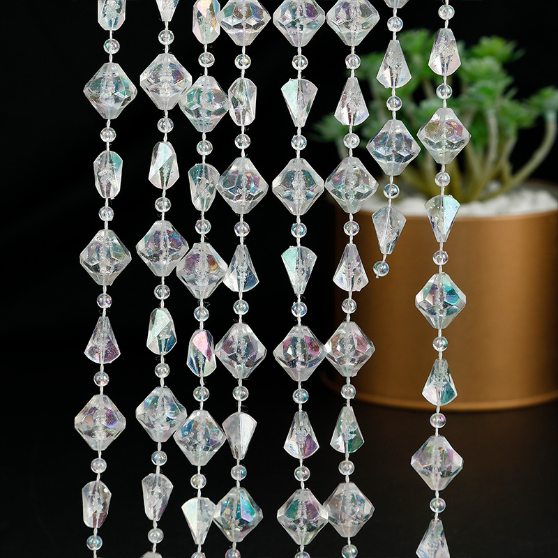 Wholesale of seven-color transparent connected beaded door curtains, diamond transparent AB colored beaded chains, wedding guiding beaded strings pic 126