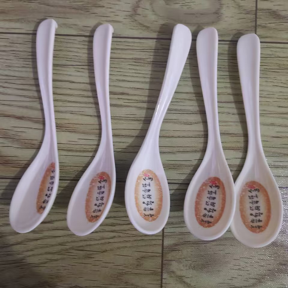 205 Auspicious spoon for Eating, long-handled melamine spoon with hook, resin spoon, plastic spoon, imitation porcelain spoon, restaurant tableware pic 16