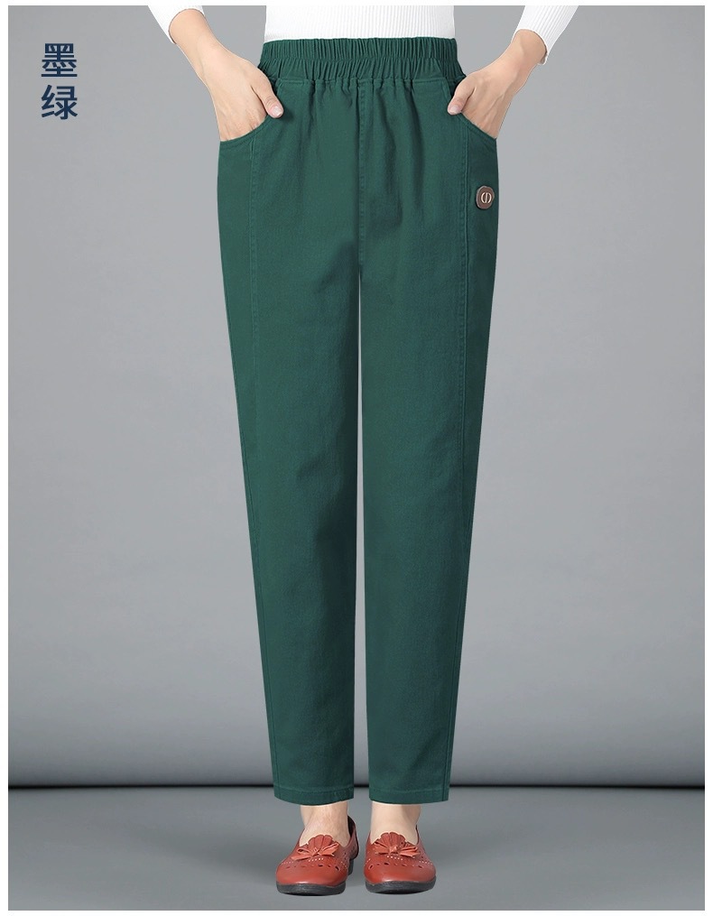 斜纹棉秋冬长裤中老年纯棉弹力女裤中年人春秋款外穿宽松直筒详情20