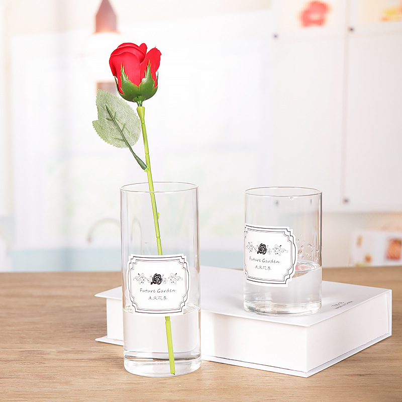 Nordic straight tube vase, simple transparent glass vase, home fresh flowers, hydroponic decoration, living room glass vase ornaments pic 10