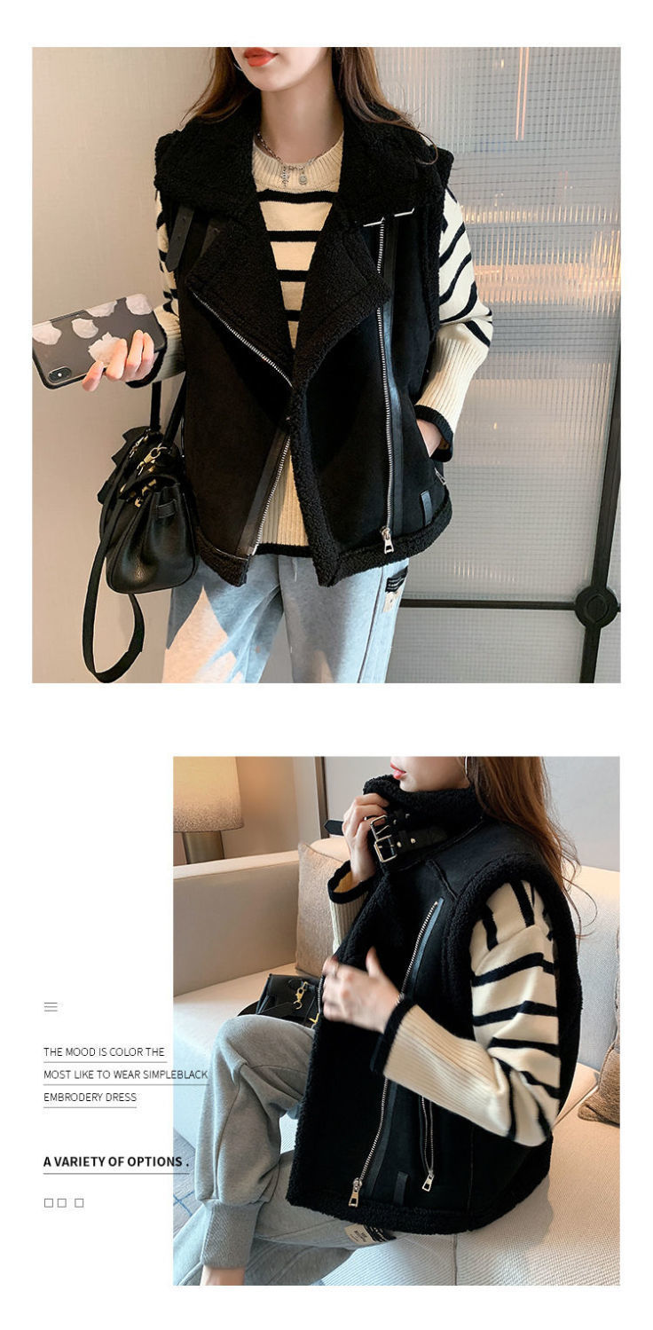 外搭叠穿小马甲女百搭外穿新款洋气今年流行马夹羊羔毛皮毛一体潮详情18