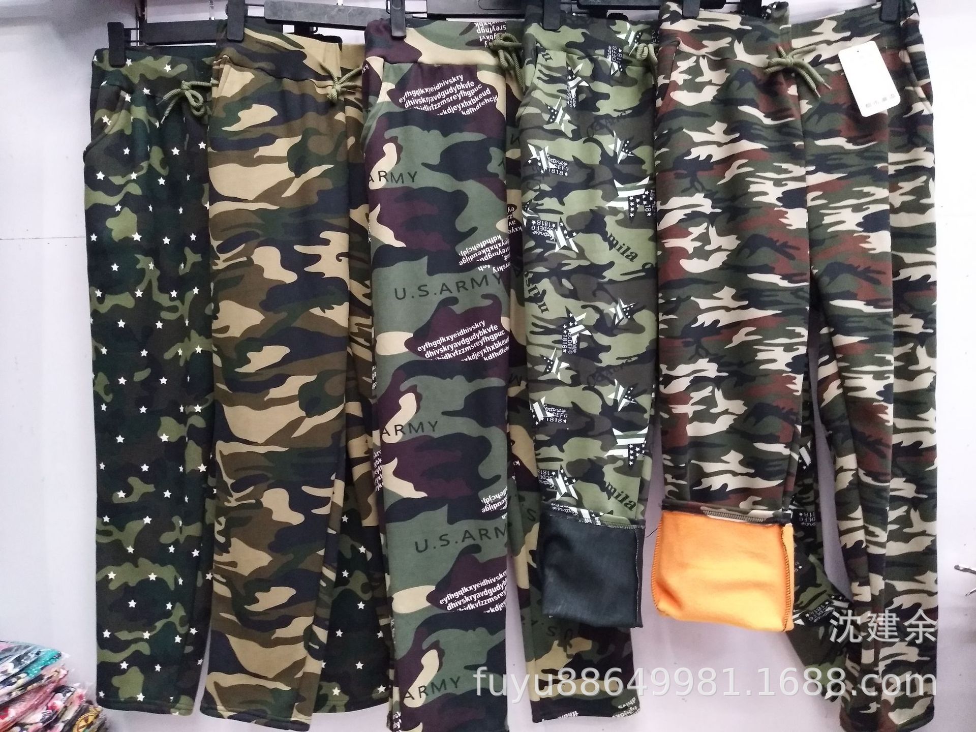 For middle-aged and elderly women in autumn and winter, add fat, oversized, brushed, drawstring camouflage pants, and add fleece milk silk casual leggings for small feet pic 2
