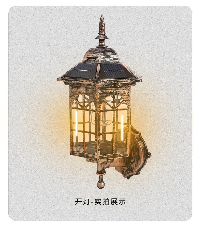 跨境复古庭院灯户外庭院氛围方形投光灯 太阳能路灯防水照明灯详情10