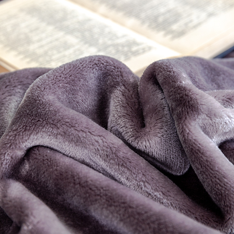 430-gram solid-color flannel coral velvet blanket, plain sofa cover blanket, air-conditioned nap blanket pic 10