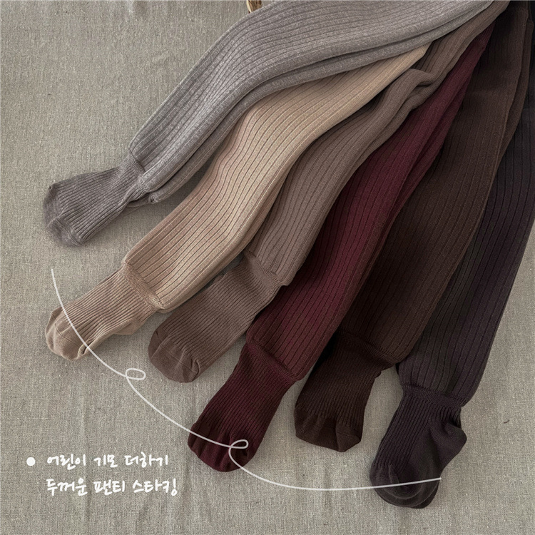 DK600冬季新款儿童打底裤复合色加绒加厚连脚裤宽条复合裤保暖潮详情8