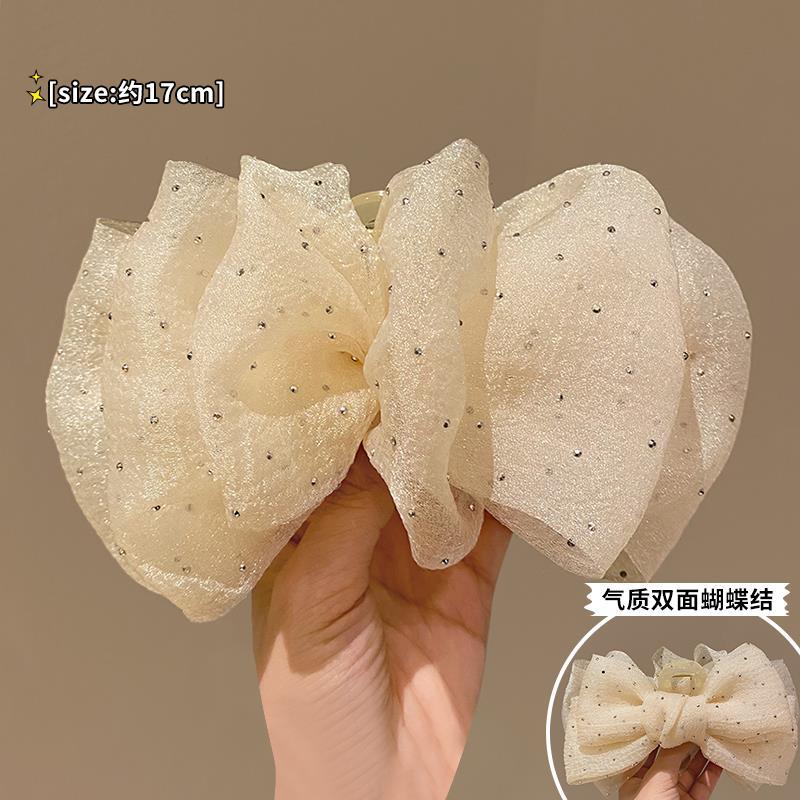 High-end bubble mesh fabric bow clip hair clip for women, large shark clip hair clip headwear at the back of the head pic 40