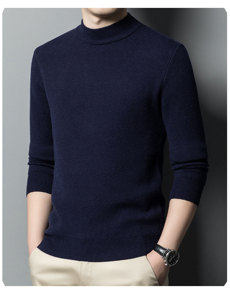 Imitación cashmere otoño invierno hombre suéter de cuello medio alto hombre joven slim legging jersey hombre pic 14